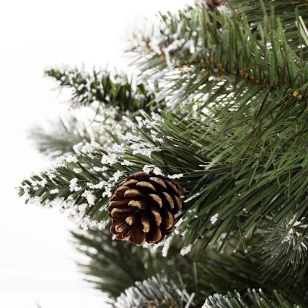 Kunstigt juletræ - SPRINGOS - 150 cm - Kunstig sne - Ægte kogler - PVC Grön - Vit