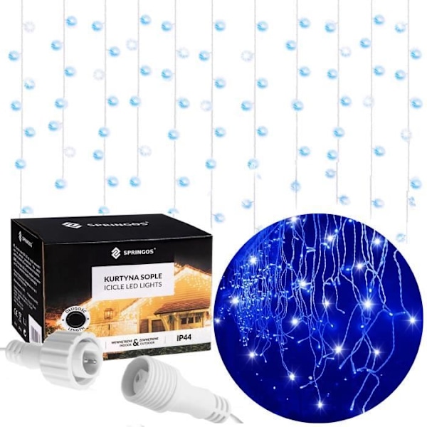 SPRINGOS® Light guirlande 500 LED'er, 22,5 meter Dekoration 8-funktions programmør IP44 – Blå Blå