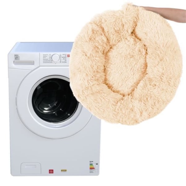 Seng til hund og kat - SPRINGOS® - Creme - 70 cm - Vaskbar ved 30° - Skridsikker Grädde