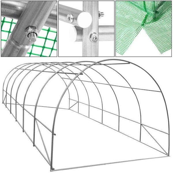 Springos® Kultur Tunnel med Buet Tag og Vinduer 300 x 600 x 200 cm Grön