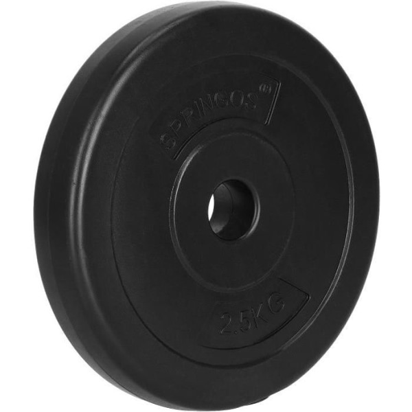 SPRINGOS® viktskiva 2,5 kg - svart - hantel - bodybuilding