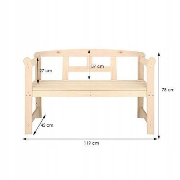 SPRINGOS® Havebænk i træ 119 cm x 45 cm x 78 Naturlig