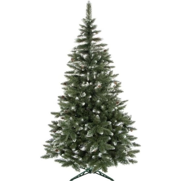 SPRINGOS® Premium konstgjord julgran 180 cm diamantfura med konstgjord snö och riktiga kottar vinterlook