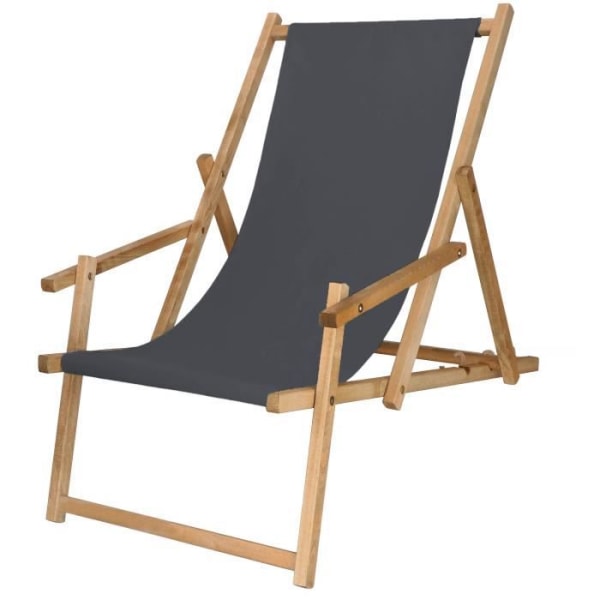 SPRINGOS® Garden Deckchair Kokoontaittuva kansituoli kyllästetystä puusta käsinojilla - grafiitti grafit