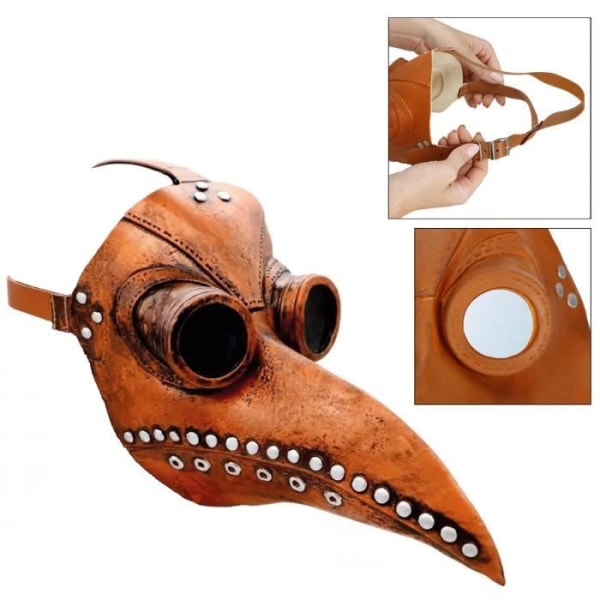 Springos® Halloween Bird Beak Mask Hovedmaske Plague Mask Steampunk Style kastanj