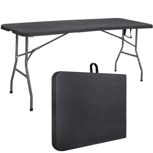 Foldebord - SPRINGOS® - Sort - 180x75x75 cm - HDPE plast - Bærehåndtag Svart