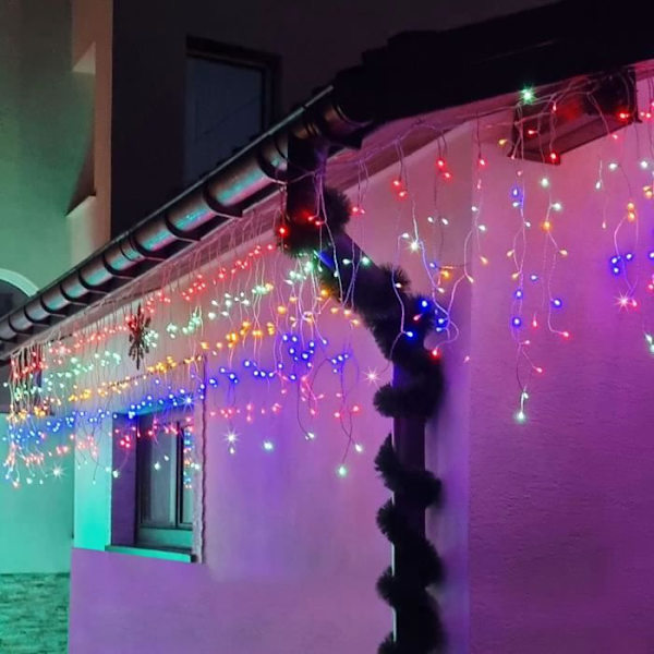 SPRINGOS® Light Garland 200 LEDiä, 10,5 metriä Sisustus 8-toimintoinen ohjelmoija IP44 – monivärinen mångfärgad