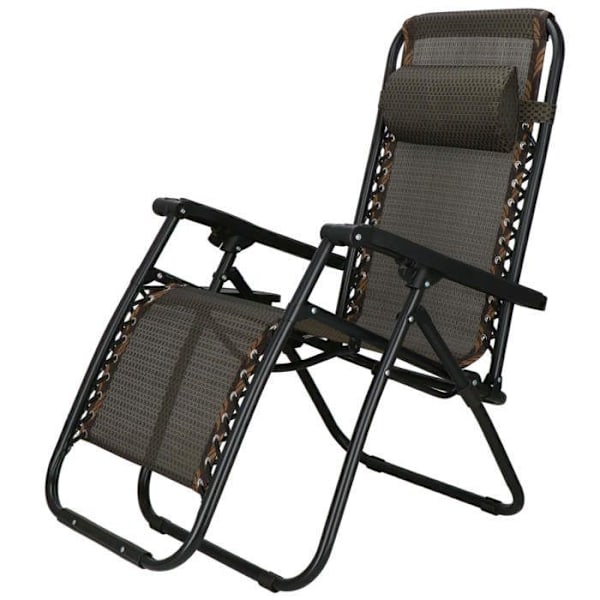 Springos® chaiselong med hovedstøtte, foldbar relax til haven Svart