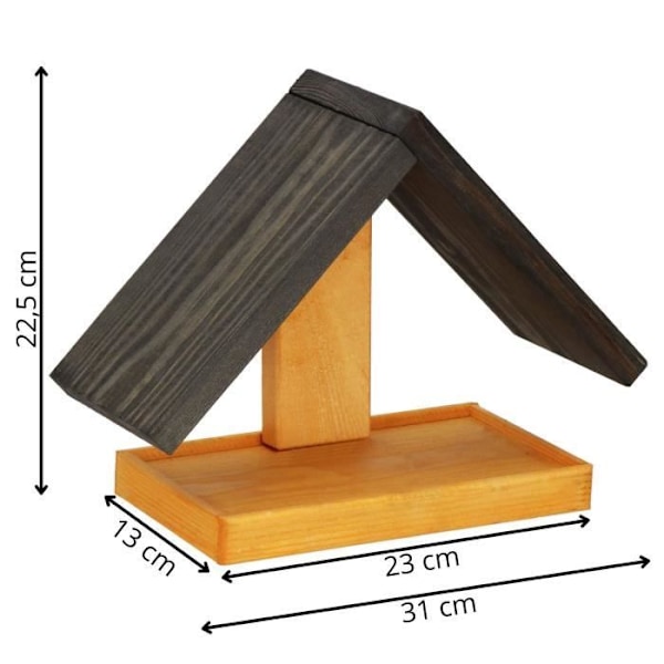 Fuglehjem - Springos - 31 x 13 x 22,5 cm - Vejrbestandigt Træ - Lille Fugl Honungsbrunt