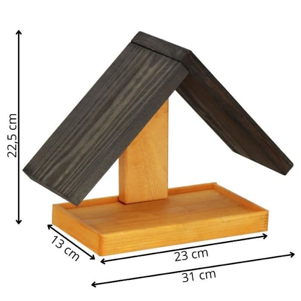 Springos® vejrbestandigt fuglefoderhus 31 x 13 x 22,5 cm Honning brun