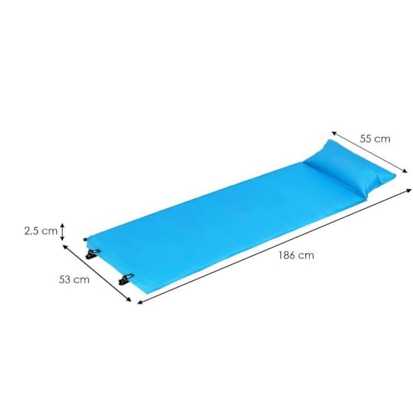 Självuppblåsbart liggunderlag - SPRINGOS - 53 x 186 cm - Vandringst tapis - Transportväska - Unisex Blå