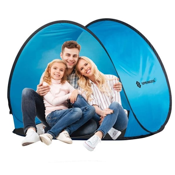 SPRINGOS® pop-up telt strand omklædningsrum Strandtelt med gulv Baby børn Kompakt og let, bæretaske Blå