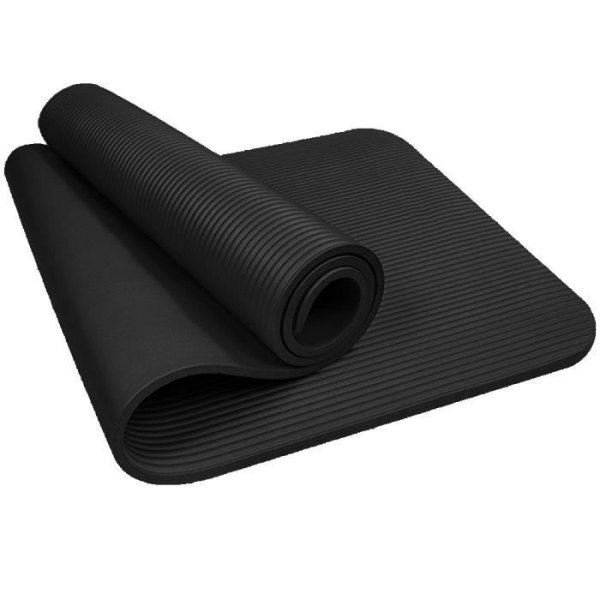 SPRINGOS yogamåtte - Sort - 180 x 60 cm - NBR og gummi - Bærerem medfølger Svart