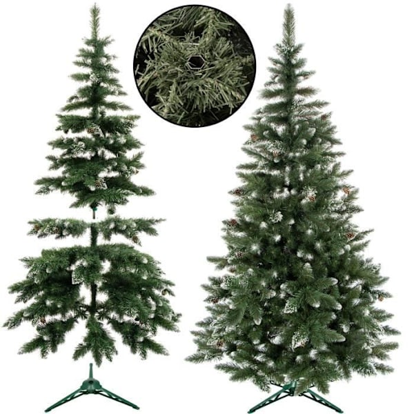 Keinotekoinen kuusi - SPRINGOS - 220 cm - Keinotekoinen lumi - Aidot käpyt - PVC Grön - Vit