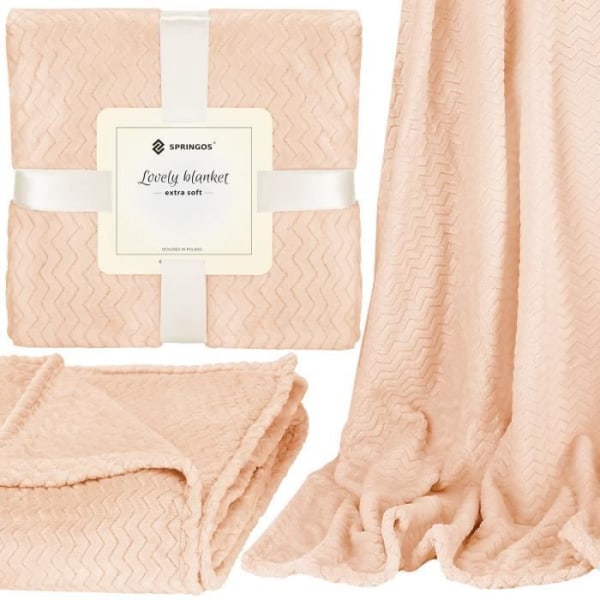 Filt - SPRINGOS - Sicksack - 130 x 180 cm - Polyester - Mjuk och varm synd