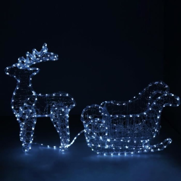 Joulukoristeet - SPRINGOS - Poro ja reki 312 LED - 150 cm - Viileä valkoinen - IP44 Vit kyla