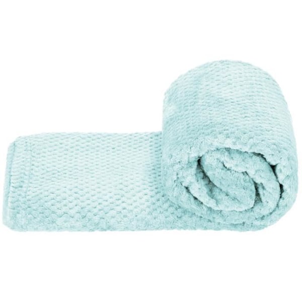 Sengetæppe - SPRINGOS - 150X200 cm - 100% Polyester - Muslingemotiv - Pastelblå pastellblå