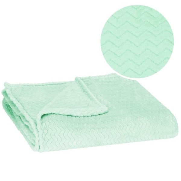 Filt - SPRINGOS - Sicksack - 70 x 160 cm - Polyester - Pastellgrön pastellgrön