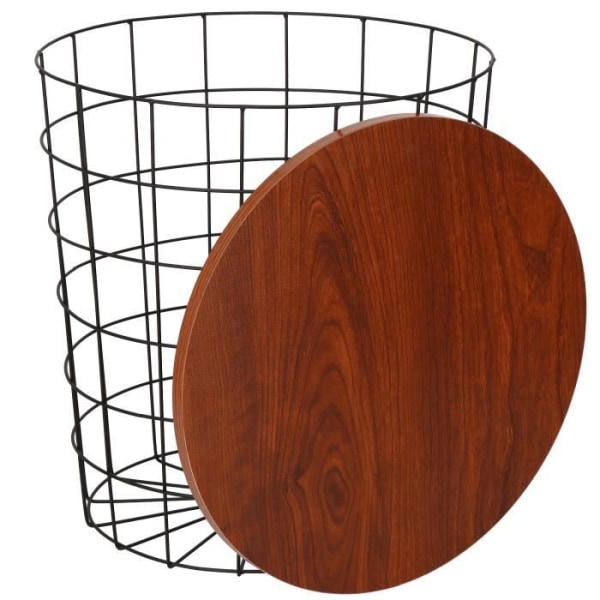 SPRINGOS® Sidebord Sofabord Rundt trådbord 39 x 40 cm Gennembrudt design metalbord Industrielt interiørbord Svart