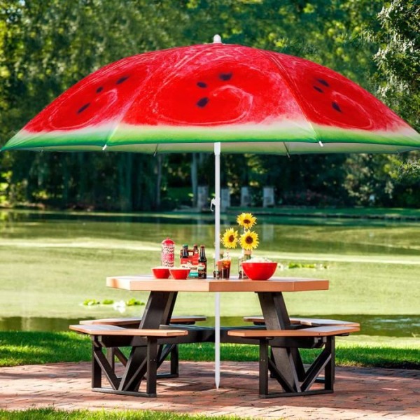SPRINGOS® Strandparasol, have 160 cm vattenmelon