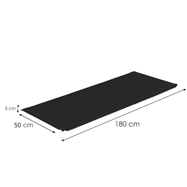 Selvoppustelige madras - SPRINGOS - 50 x 180 cm - Sort - Camping - Bæretaske medfølger Svart