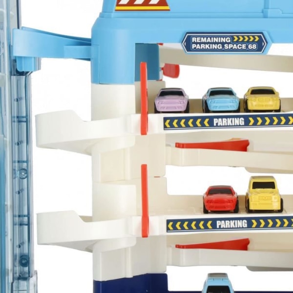 Børneparkeringsgarage - SPRINGOS - PRINGOS® - 3 niveauer - 6 biler - elevator - spiralramper Blå