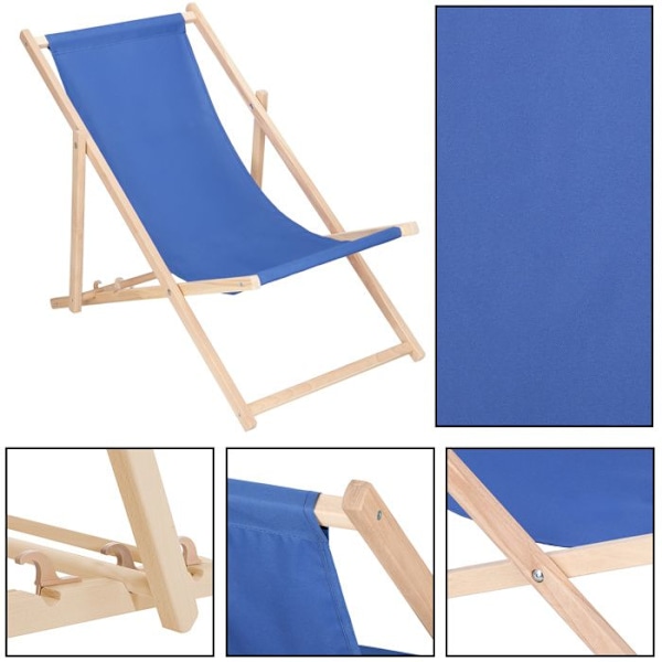 Fällbar trästol Springos® – perfekt för trädgården, stranden eller balkongen Blå