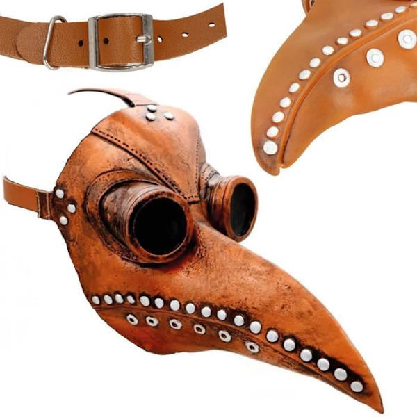 Springos® Halloween Bird Beak Mask Hovedmaske Plague Mask Steampunk Style kastanj