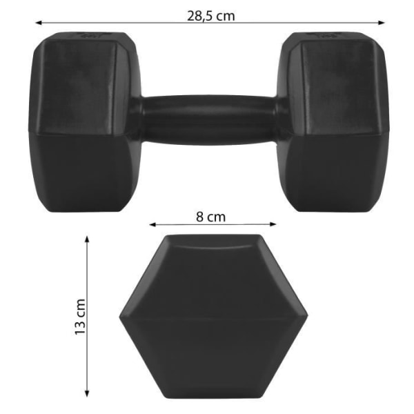 Hexagon Dumbbells SPRINGOS 2x 5 kg - Voimistelu- ja kuntoharjoittelu Svart