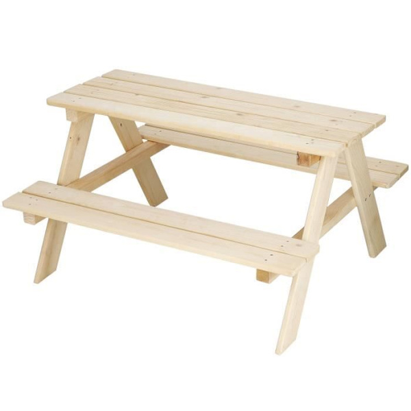 SPRINGOS® børnepicnicbord - Massivt træ - 90 x 79 x 50 cm - Hvid - Naturlig - Børn Naturlig