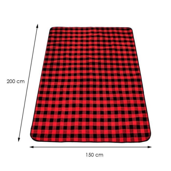 Picnic Tæppe - SPRINGOS - Sort og Rød - 200x150 cm - 100% Akryl - Ternede Mønster Snape