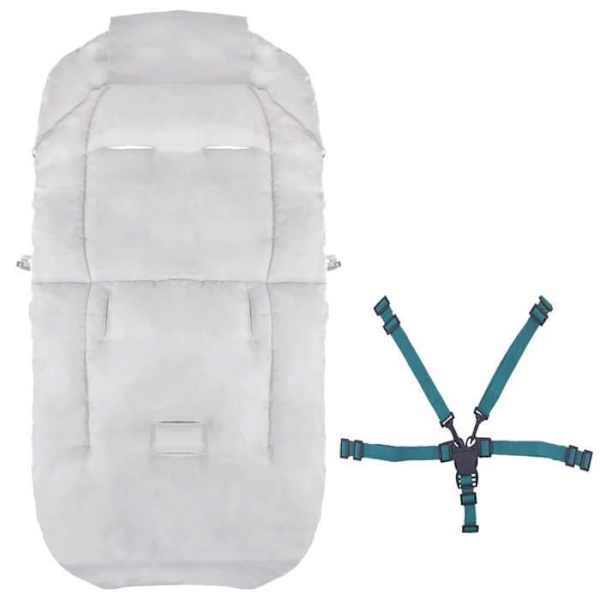 SPRINGOS® Universal fotpåse för barnvagn, babyskyddsöverdrag, sovsäck, varm, benskydd med vante Gråblå