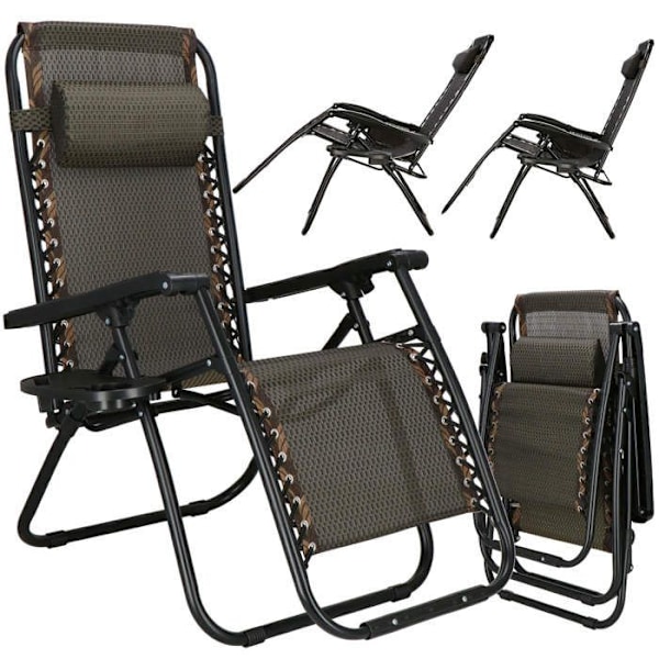 Springos® chaiselong med hovedstøtte, foldbar relax til haven Svart