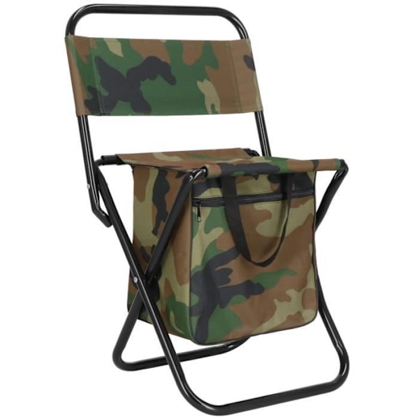 Springos® Picknickstol med ryggstöd, ficka under sitsen, bärhandtag, hopfällbar stol militär-