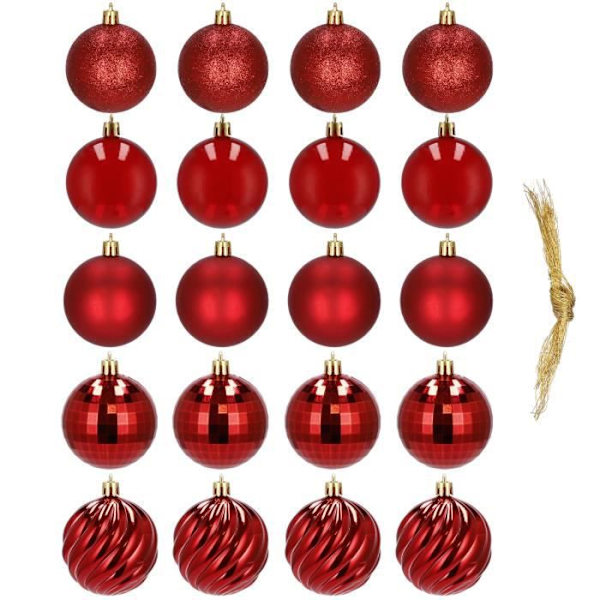Julkulor - SPRINGOS® - 20 st - Ø 4 cm - Röd - Glansiga och mattade Snape
