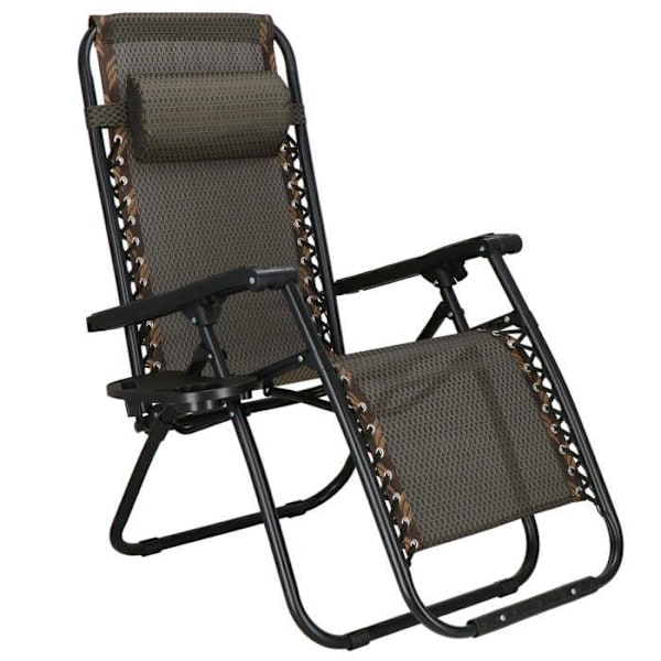 Springos® chaiselong med hovedstøtte, foldbar relax til haven Svart