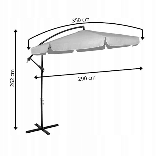 Springos® Sivupaneeli puutarhan aurinkovarjo, jossa on vipu, sisältäen suojapussin 350 cm ljusgrått