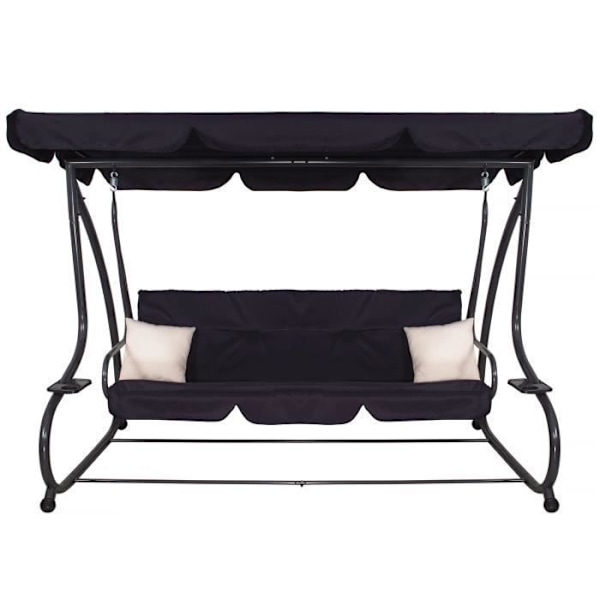 Havemøbel - SPRINGOS® - 4 Pladser - 220 x 162 cm - 2 Puder - Sengefunktion Svart