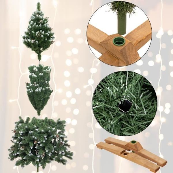 Konstgjord julgran - SPRINGOS - 240 cm - PVC - Konstsnö - Klassisk tidlös Grön