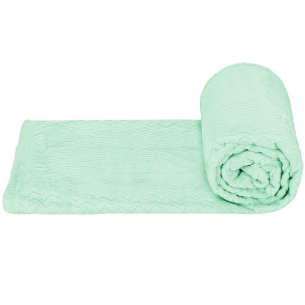 Överkast - SPRINGOS - 200 x 220 cm - Sicksackmönster - Mjuk - Tvättbar pastellgrön