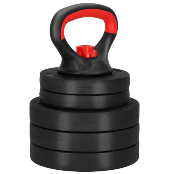 Justerbar kettlebell - SPRINGOS - 10 kg - Ergonomisk håndtag - 5 justerbare skiver - Blandet svart