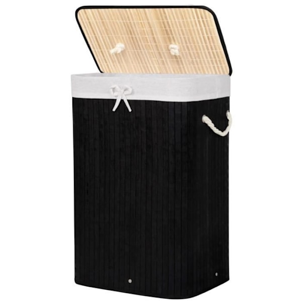 SPRINGOS® 72L bambu tvättkorg - svart Svart