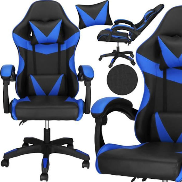 Kontorsstol - SPRINGOS - Ergonomisk - Huvudstöd - Höjdjusterbar - 120 kg mörkblå
