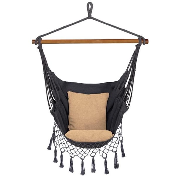 Hängmatta stol Hängande fåtölj SPRINGOS® - Beige - Sittdyna ingår - Trädgård, uteplats, fritid Beige