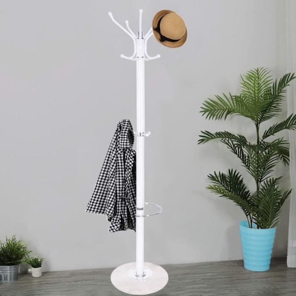 Knagerække - SPRINGOS - Metalstativ - 176 cm - 14 kroge - Marmorbund Vit