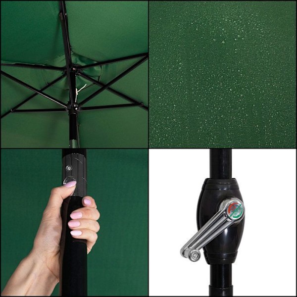 Springos® Uteparasoll med lutningsfunktion och vevsystem 260 cm Grön