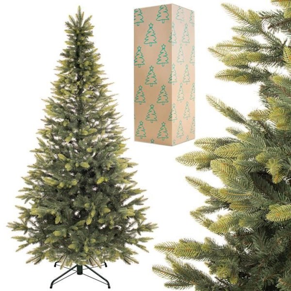Konstgjord julgran - SPRINGOS - DELUXE - 220 cm - 3D Gran - Stöd ingår Grön