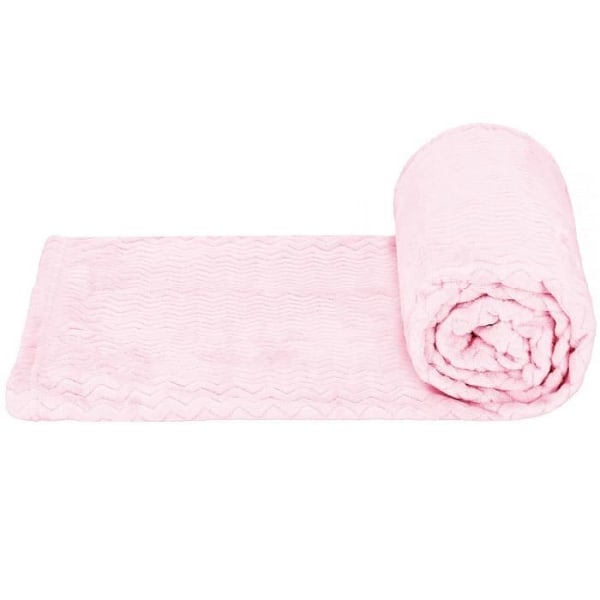 Peittona - SPRINGOS - Zikzak - 160 x 200 cm - Pastellivärinen vaaleanpunainen - 100% polyesteri pastell rosa