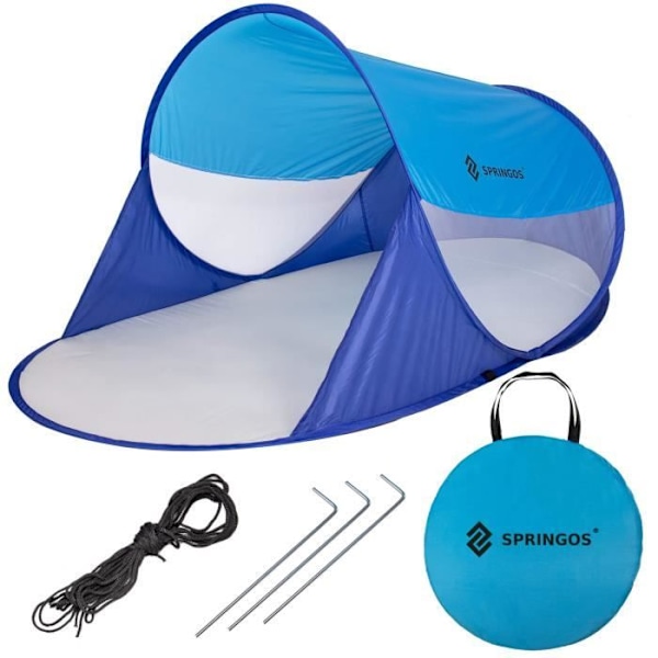 Strandtält - SPRINGOS - Pop Up - Anti UV - 200x120x60-95cm - Vattenavvisande Blå