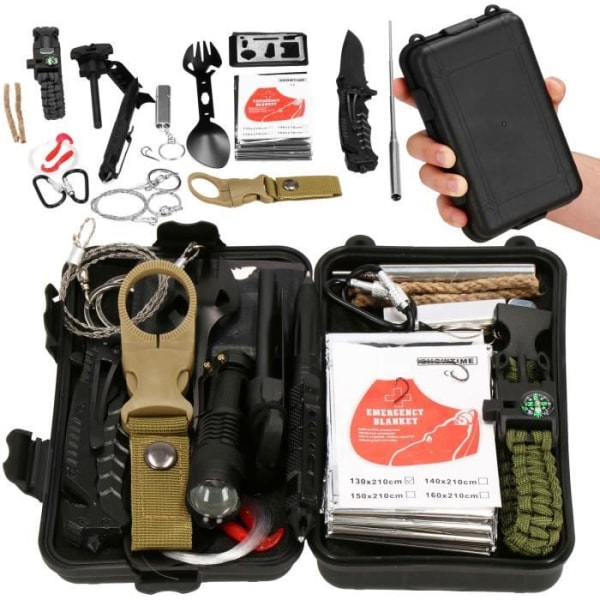 SPRINGOS® Professional Survival Kit Camping Kompass Fällkniv Ficklampa Emergency Kit 21 i 1